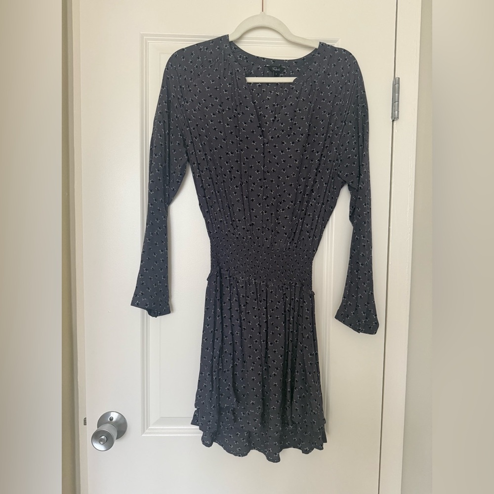 Rails Grey Patterned Long Sleeve Dress